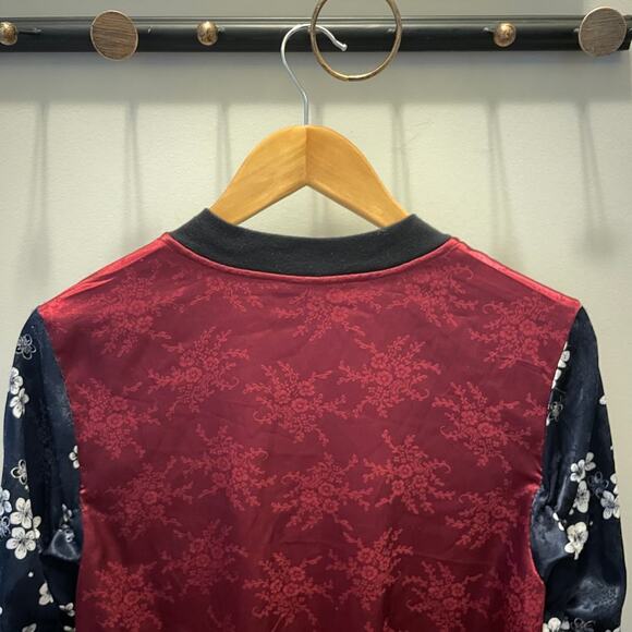 Disney Princess Mulan Bomber Jacket | Red Satin Floral Embroidered, Small EUC - Picture 5 of 6